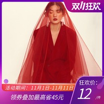 New bride Chinese red veil female Korean wedding brigade wedding photo marital naked yarn shape yarn