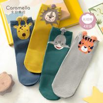 caramella Children Floor Socks Unisex Pure Cotton Socks Middle and Large Kids Spring Autumn Mid-cylinder Baby Socks