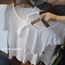 Slub cotton chic parent-child short-sleeved t-shirt a three-pack Korean baby boy and girl baby 2021 summer new