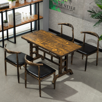 Snack Dining Table And Chairs Combo Barbecue Cafeteria Canteen Hotel Snack Table And Chairs Night Market Big Row Stalls Restaurant Table Burger Table