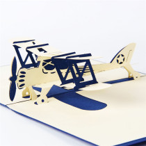 Dream plane three-dimensional greeting card paper-cut carving hollow glider boy Childrens Day Birthday New Year Graduation gift