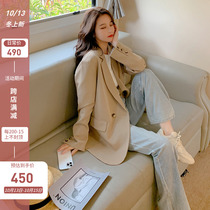 Autumn khaki blazer womens Korean version of loose casual little temperament Joker slim suit coat women