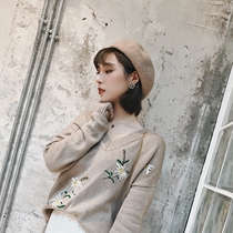 West This Korean version 100 hitch a spring autumn pure color Berehat female literature and art day system beige pumpkin hat Inron retro hat children