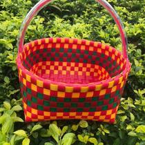 Hand-woven finished blue basket storage basket plastic craft basket storage basket shopping basket hand basket gift basket