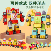 Five-Body Disassembly Deformation Dinosaur Bus Small Train Engineering Car Toy Suit Children Elementary School Kids Birthday Gifts