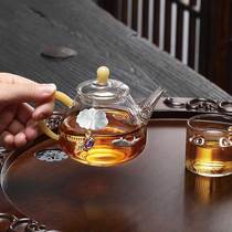 Silver-inlaid teapot single pot household filter flower teapot high temperature small bubble teapot glass tea maker tea set