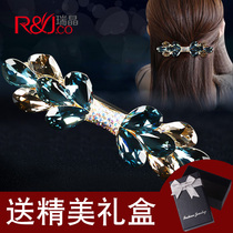 Hairclip female Korean headdress rhinestone adult top clip hairpin elegant flower back head mother large spring clip