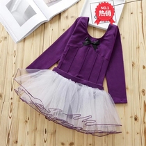 Spring and autumn childrens dance costume long sleeve girl practice dress ballet and dance class suit split hard sack