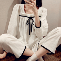 Princess Angelina zl cotton pajamas female spring and autumn white long sleeve loose sweet home suit suit