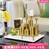 Modern light luxury marble tray ornaments European model room living room coffee table storage plate high-end simple decorations