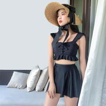 Skirt swimsuit Female conservative ins wind cover belly thin student three-piece set small chest gathered body spring swimsuit