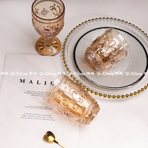 Micro wine glass European Iris relief glass Amber colorful heat-resistant cocktail wine glass girl Cup