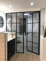 Thin frame narrow side swing door fixed half-wall glass partition Changhong glass swing door fixed screen partition