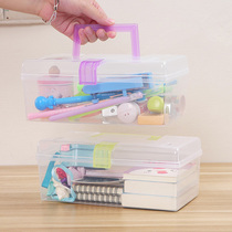 Multifunctional transparent plastic storage box desktop portable box covered storage box small box finishing box storage box