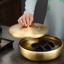 Pure copper tea wash large pen wash kung fu tea set accessories water bowl wash tea bowl extra large wash tea cup Basin Tea Cup Wash