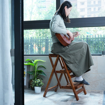 Norton Burger Solid Wood Ladder Foldable Step Stool Home Kitchen Ladder High Bench Climbed Ladder