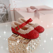 2020 Winter New Products Girl Plus Suede Shoes Baby Red Princess Shoes