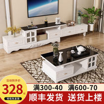 TV cabinet modern simple small apartment Nordic style tempered glass retractable coffee table TV cabinet combination wall cabinet