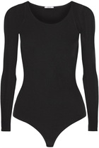 WOLFORD black long sleeve stretch plain knit womens tights