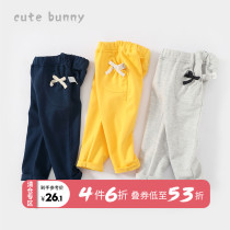  cutebunny baby autumn little girl casual pants Western style baby cotton pants female treasure pants can be opened