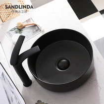Modern Nordic matte black round ultra-thin art table Basin home toilet ceramic washbasin