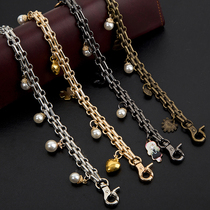 Tang Rabbit DIY handmade oral gold bag accessories 30cm three rows chain pearl pendant metal chain bag with decorative bag chain