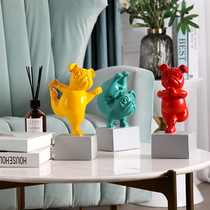 Nordic Fighter Dog Pendulum Bookroom Children's Room Table Face Cute Bull Dog Set Undress Creative Craft