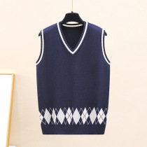 15 years old 3 Primary School students spring autumn knitted vest V collar 2021 New Girls boys in big children cotton waistcoat tide