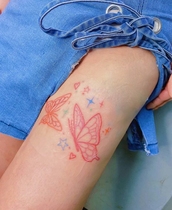 Todays star romantic starry butterfly color tattoo sticker waterproof female long-lasting personality thigh clavicle tattoo