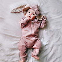 Baby ha clothes jumpsuit spring and autumn cute super cute baby girl out to hug coat boy warm climbing clothes autumn clothes