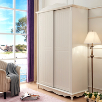 Sliding door large wardrobe Modern simple European wardrobe wardrobe household bedroom sliding door two-door pastoral Korean wardrobe