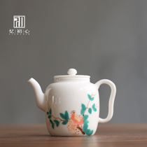 Defied White Porcelain Teapot Single Pot Hand Painted Pomegranate Glazed Kigong Fu Tea Tea Tea Pot Ceramic Small Teapot