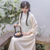 Sichuan Dai time: Lan night prayed for the countrys wind and fake two sets of embroidered inverted large sleeve blouses for a long half body dress