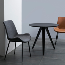 Nordic simple Wrought iron chair American retro industrial style backrest ins net red leather dining chair Designer household stool