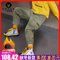 A baby Imperial City childrens clothing boys plus velvet overalls slacks 2019 winter clothes new large childrens pants foreign gas