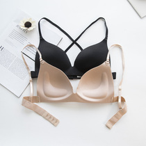 Black girl small breast bra beauty back anti-light wrap chest thin belt bottoming underwear gathering without steel ring sexy chest