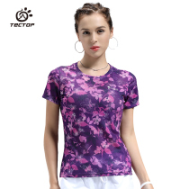 TECTOP exploration spring summer flower Flower Flower quick-dried T-shirt short Cave cloth breathable and comfortable short sleeve women