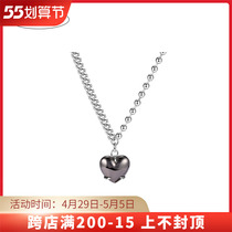 DEPARTMENT BLACK PEACH HEARTS LOVE HEART-SHAPED PENDANT NECKLACE WOMAN LIGHT LAVISH CROWDLOCK BONE CHAIN UNIQUE CHICPATH