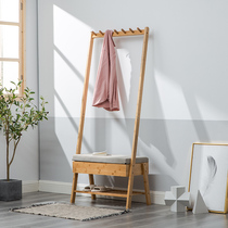 Creative multifunctional coat rack ins simple floor hanger bedroom hanger small clothes rack with cushion stool