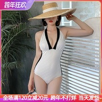 2020 new Korean ins Net red swimwear simple les thin belly conservative sexy European and American holiday swimsuit women