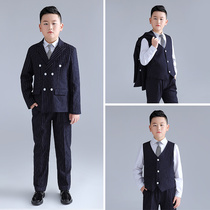 Big Kids Suit Set Double Breastplate Boys Plus Fat Dress 9 Pieces Student Kids Perform Piano Performance