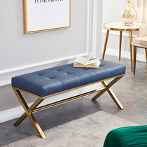 Nordic minimalist bedroom dressing stool long strip makeup sofa small stool rectangular stainless steel low stool wearing shoes stool