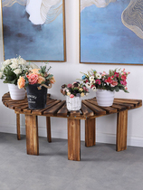 Embalming wood Semi-arched flower shelf Balcony Shelve Shelve Garden Tree Seat Outdoor Park Benches Solid Wood Benches