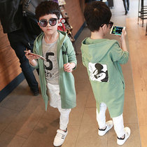 Korean childrens windbreaker boy coat spring and autumn girl windbreaker coat long 2020 medium and big boy foreign style coat