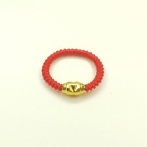 Braided ring very fine gold beads couple Vietnamese sand gold 18k gold long-lasting non-fading gold beads red rope black rope male