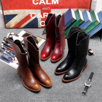 Riding boots Mens Mongolian high cylinder boots Long cylinder Honor Guard Parade Boots Casual Leather Boots Knight Long Boots Summer Season Breathable