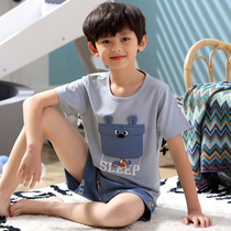 Cartoon Children Pyjamas Summer Thin Little Boy Short Sleeve Stay-at-home Summer Pure Cotton Boy Big Boys Home Conserved