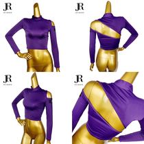 JIA DANCE Latin dance autumn and winter top new womens national standard strapless small turtleneck long-sleeved umbilical top R40