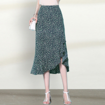 ins small daisy chiffon half skirt female 2020 summer mid-length irregular niche high waist bag hip floral