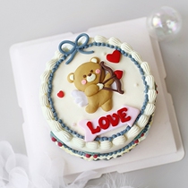 Valentines Cake Decoration Love of Love Love Cubits Small Bear Soft Pottery Pendulum Pieces Acrylic Plug-in Sweet Table Dress